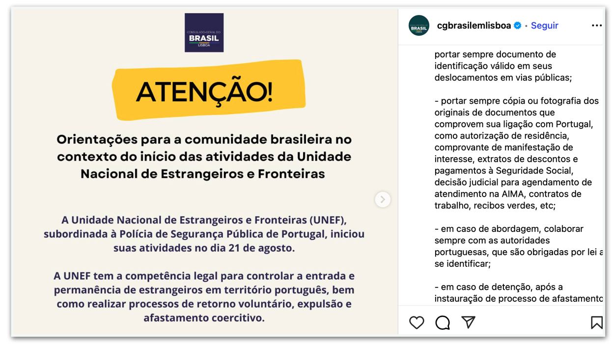 Consulado do Brasil faz alerta a brasileiros em Portugal; entenda