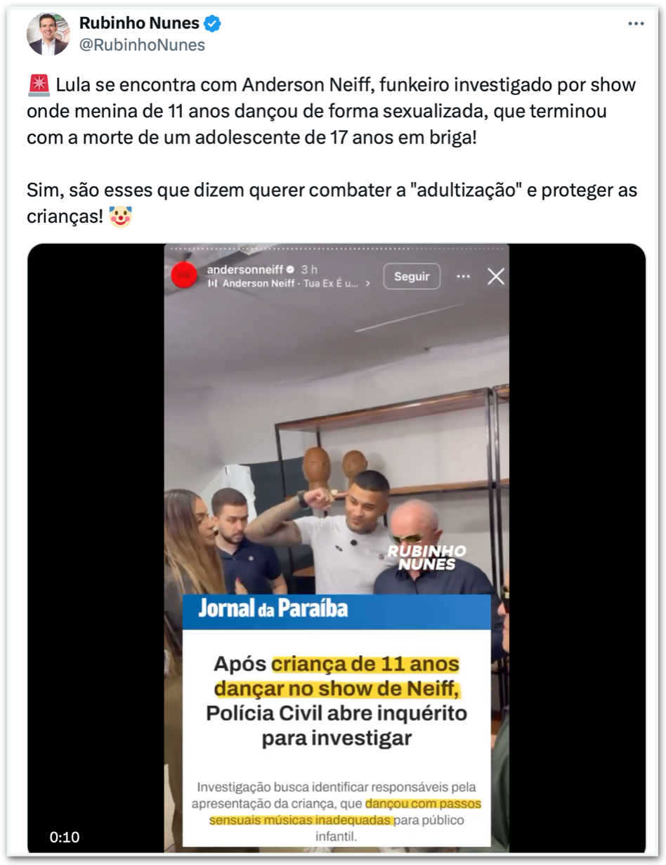 Lula se reúne com Neiff, cantor de brega; políticos criticam