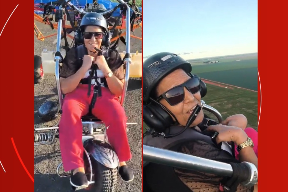 Mãe de PM realiza sonho de ‘voar’ aos 71 anos junto com filho em MT