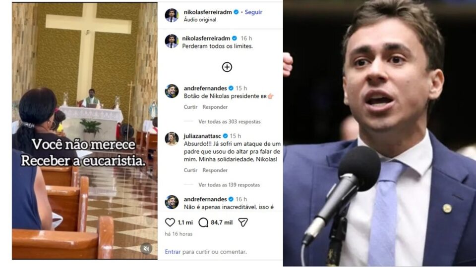 Padre ameaça negar Eucaristia a apoiadores de Nikolas; deputado e Diocese reagem