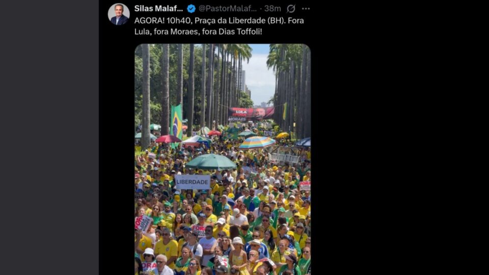 Ato da direita leva multidão à Praça da Liberdade, em Belo Horizonte