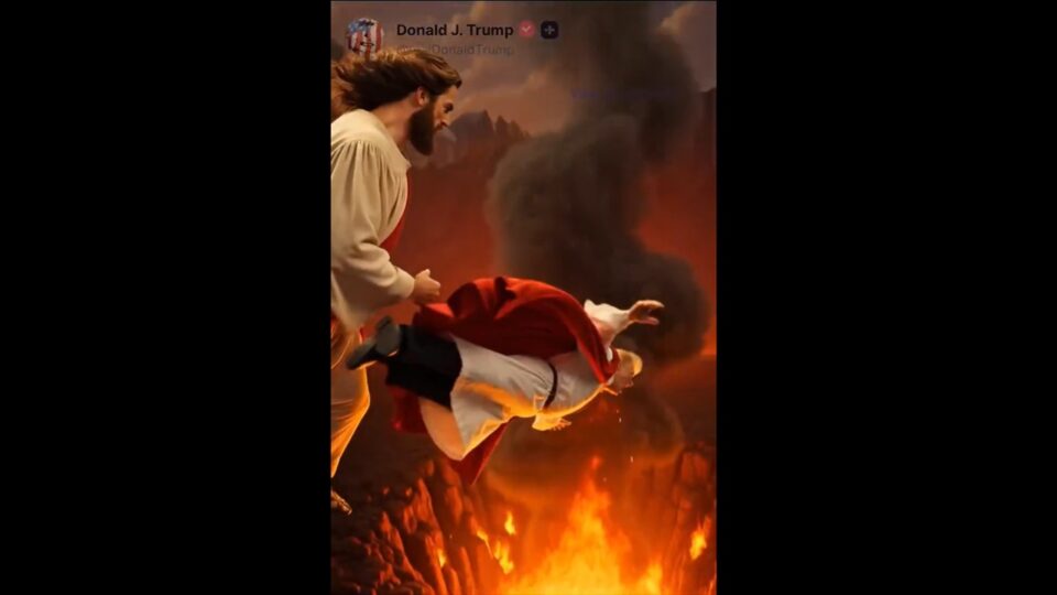 Irã posta vídeo de IA com Trump sendo jogado no inferno por Jesus